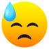 Emoji: downcast face with sweat