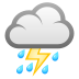 Emoji: cloud with lightning and rain